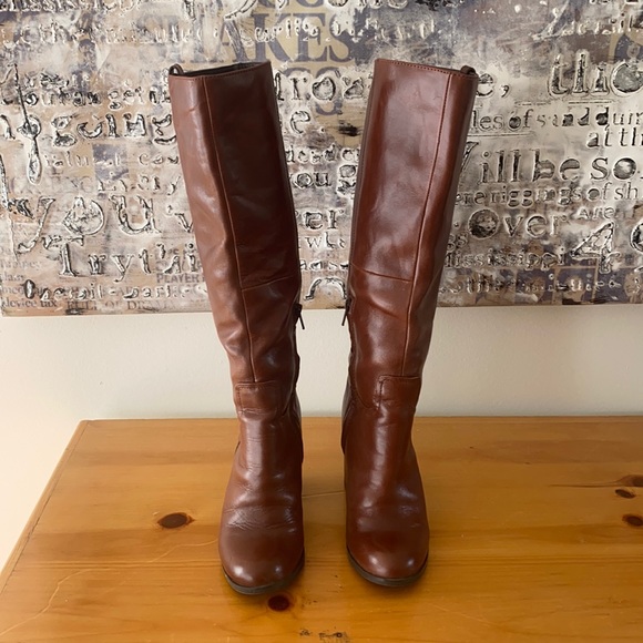 Aldo, brown leather knee high boots